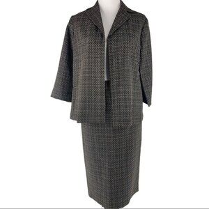 Yansi Fugel Women's NWT Black Tattersall Designer Blazer Skirt Suit S-C38/2-W28